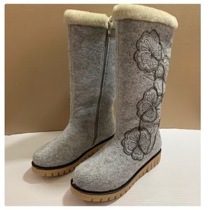 Azura JARRIA mid-calf Boots Gray Embroidered 36